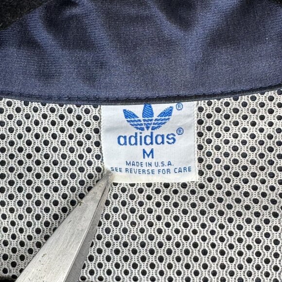 Vintage 80s Adidas Nylon Track Jacket Mens Training Full Zip Running USA Made M - Picture 3 of 10